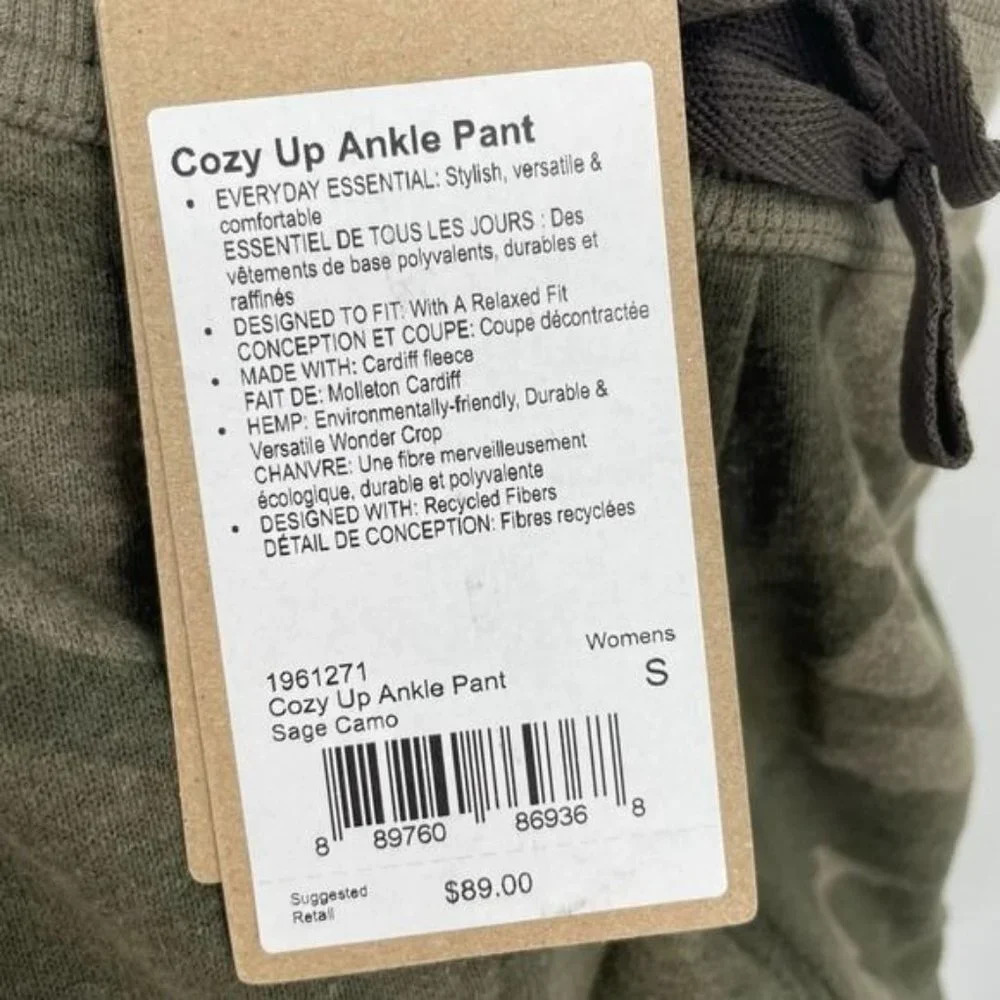 NWT prAna Women's Cozy Up Ankle Pant Jogger Sweatpants Sage Camo Size Small - Picture 10 of 11